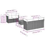 6-tlg. Garten-Sofagarnitur mit Kissen Grau Poly Rattan