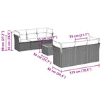 7-tlg. Garten-Sofagarnitur mit Kissen Grau Poly Rattan