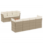 8-tlg. Garten-Sofagarnitur mit Kissen Beige Poly Rattan