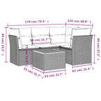 5-tlg. Garten-Sofagarnitur mit Kissen Schwarz Poly Rattan
