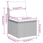 7-tlg. Garten-Sofagarnitur mit Kissen Schwarz Poly Rattan