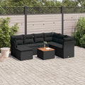 8-tlg. Garten-Sofagarnitur mit Kissen Schwarz Poly Rattan