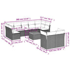 10-tlg. Garten-Sofagarnitur mit Kissen Schwarz Poly Rattan