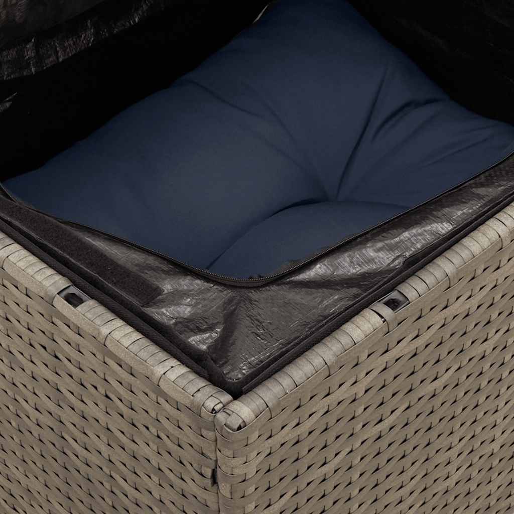 11-tlg. Garten-Sofagarnitur mit Kissen Grau Poly Rattan