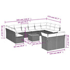 13-tlg. Garten-Sofagarnitur mit Kissen Grau Poly Rattan