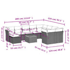 11-teiliges Gartensofa-Set mit Kissen, grau, Polyrattan