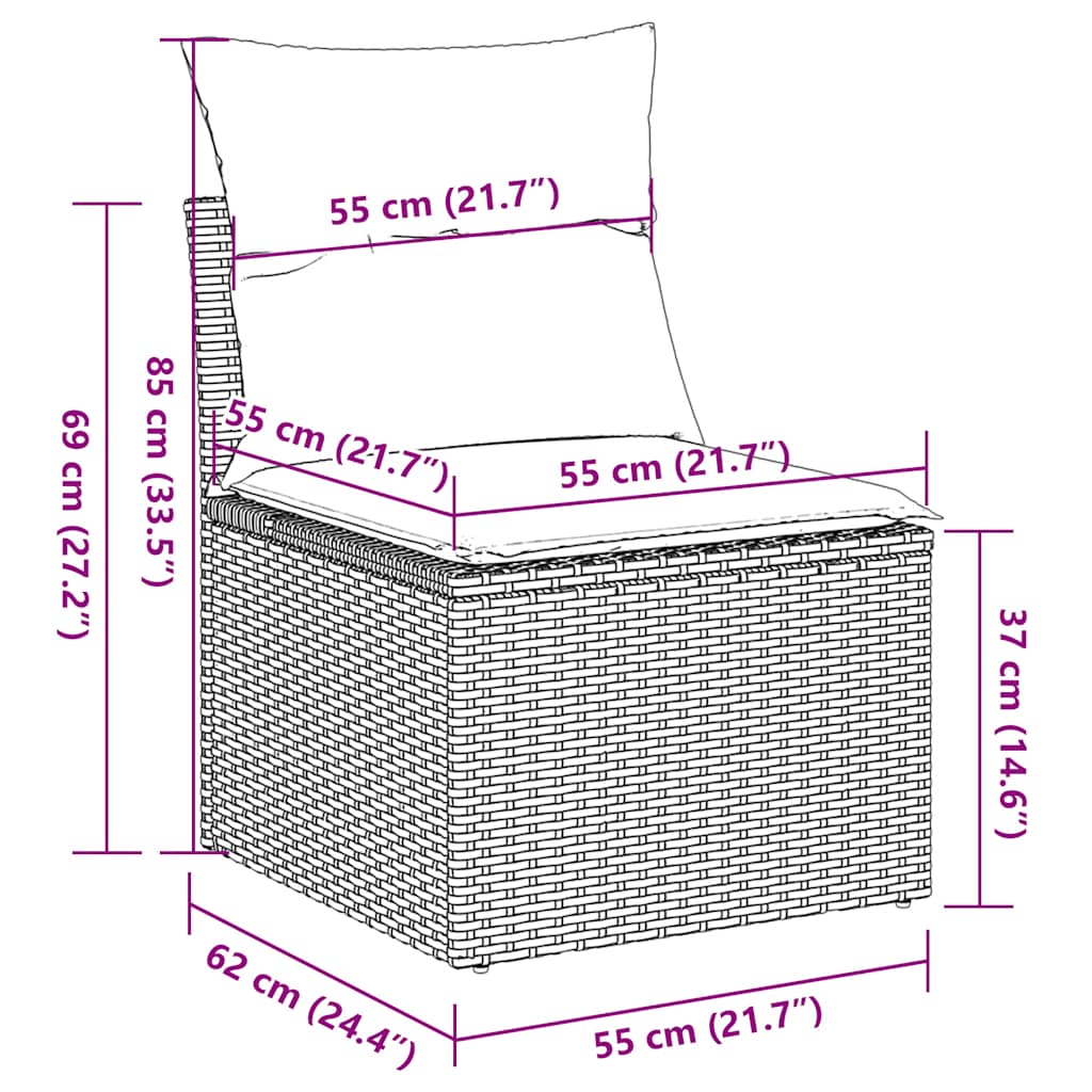 4-tlg. Garten-Sofagarnitur mit Kissen Schwarz Poly Rattan