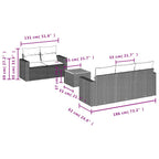 6-tlg. Garten-Sofagarnitur mit Kissen Grau Poly Rattan