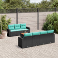 8-tlg. Garten-Sofagarnitur mit Kissen Schwarz Poly Rattan