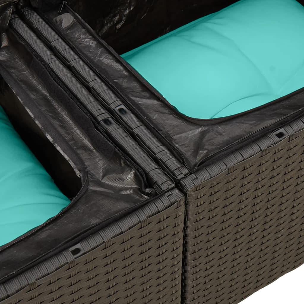 8-tlg. Garten-Sofagarnitur mit Kissen Schwarz Poly Rattan