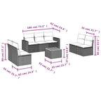 8-tlg. Garten-Sofagarnitur mit Kissen Grau Poly Rattan