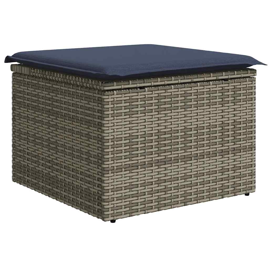 5-teiliges Gartensofa-Set mit Kissen, grau, Polyrattan