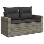 7-tlg. Garten-Sofagarnitur mit Kissen Grau Poly Rattan