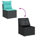 12-tlg. Garten-Sofagarnitur mit Kissen Schwarz Poly Rattan