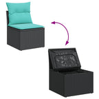 13-tlg. Garten-Sofagarnitur mit Kissen Schwarz Poly Rattan