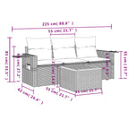 4-tlg. Garten-Sofagarnitur mit Kissen Grau Poly Rattan