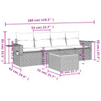 5-tlg. Garten-Sofagarnitur mit Kissen Schwarz Poly Rattan