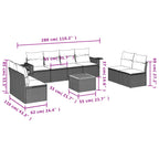9-tlg. Garten-Sofagarnitur mit Kissen Schwarz Poly Rattan