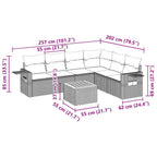 7-tlg. Garten-Sofagarnitur mit Kissen Schwarz Poly Rattan