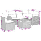6-tlg. Garten-Sofagarnitur mit Kissen Schwarz Poly Rattan