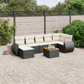 8-tlg. Garten-Sofagarnitur mit Kissen Schwarz Poly Rattan