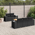 6-tlg. Garten-Sofagarnitur mit Kissen Schwarz Poly Rattan