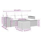 5-tlg. Garten-Sofagarnitur mit Kissen Schwarz Poly Rattan