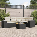 6-tlg. Garten-Sofagarnitur mit Kissen Schwarz Poly Rattan