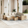 8-tlg. Garten-Sofagarnitur mit Kissen Beige Poly Rattan