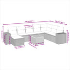 9-tlg. Garten-Sofagarnitur mit Kissen Schwarz Poly Rattan