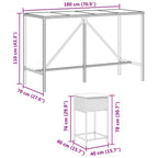 9-tlg. Gartenbar-Set mit Kissen Grau Poly Rattan
