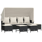 5-tlg. Garten-Sofagarnitur mit Kissen Schwarz Poly Rattan