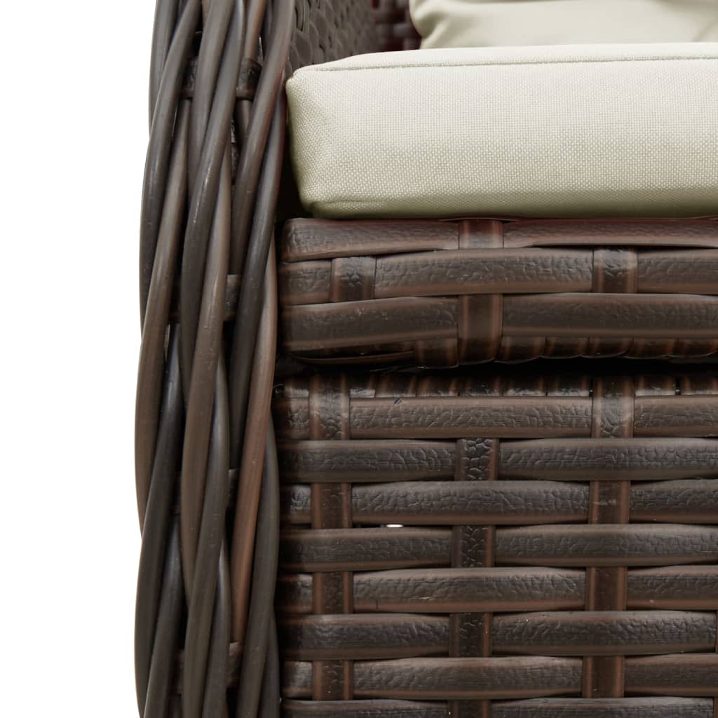 5-tlg. Garten-Essgruppe mit Kissen Braun Poly Rattan
