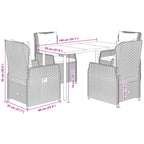 5-tlg. Garten-Essgruppe mit Kissen Braun Poly Rattan