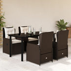 5-tlg. Garten-Essgruppe mit Kissen Braun Poly Rattan