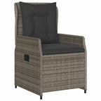 3-tlg. Garten-Essgruppe mit Kissen Grau Poly Rattan