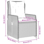 3-tlg. Garten-Essgruppe mit Kissen Grau Poly Rattan
