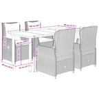 5-tlg. Garten-Essgruppe mit Kissen Grau Poly Rattan