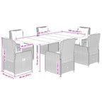 7-tlg. Garten-Essgruppe mit Kissen Beige Poly Rattan