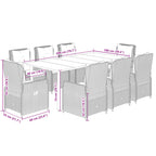 9-tlg. Garten-Essgruppe mit Kissen Beige Poly Rattan