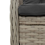 3-tlg. Garten-Essgruppe mit Kissen Hellgrau Poly Rattan