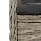 5-tlg. Garten-Essgruppe mit Kissen Hellgrau Poly Rattan