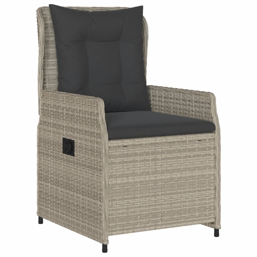 3-tlg. Garten-Essgruppe mit Kissen Hellgrau Poly Rattan