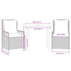 3-tlg. Garten-Essgruppe mit Kissen Schwarz Poly Rattan
