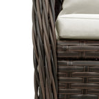 3-tlg. Garten-Essgruppe mit Kissen Braun Poly Rattan
