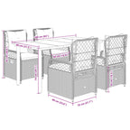 5-tlg. Garten-Essgruppe mit Kissen Braun Poly Rattan