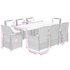 9-tlg. Garten-Essgruppe mit Kissen Braun Poly Rattan