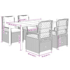 5-tlg. Garten-Essgruppe mit Kissen Grau Poly Rattan