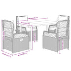 5-tlg. Garten-Essgruppe mit Kissen Beige Poly Rattan