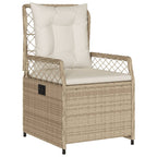 3-tlg. Garten-Essgruppe mit Kissen Beige Poly Rattan
